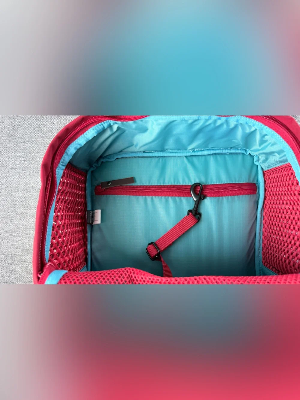 Kurgo Cranberry Red Travel Pet Backpack with Brown Trim